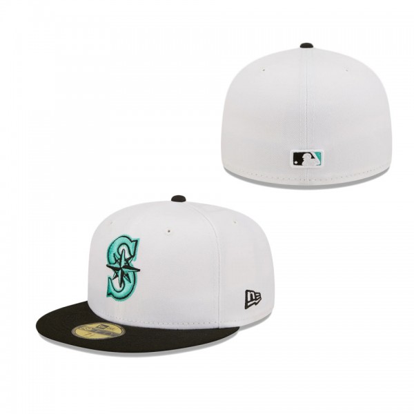 Men's Seattle Mariners New Era White Black Spring Color Pack Two-Tone 59FIFTY Fitted Hat