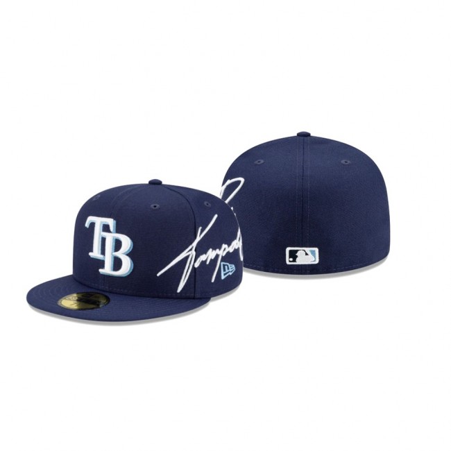 Men's Tampa Bay Rays Cursive Navy 59FIFTY Fitted Hat
