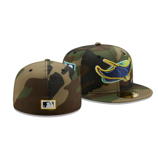 Tampa Bay Rays Woodland Undervisor Camo 20th Anniversary Patch 59FIFTY Hat