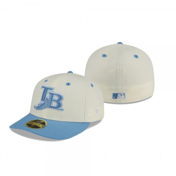 Tampa Bay Rays White Chrome Sky Low Profile Fitted Hat