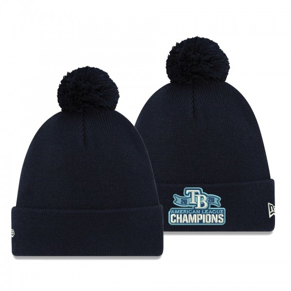 Men's Tampa Bay Rays 2020 American League Champions Navy Cuffed Pom Knit Hat