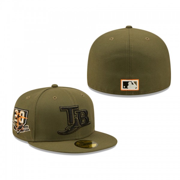 Rays 20th Anniversary Hunter Flame Undervisor Fitted Cap Olive