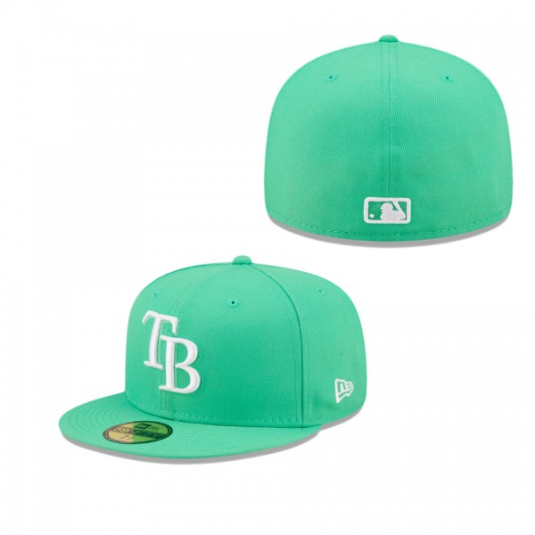 Tampa Bay Rays Island Green Logo White 59FIFTY Fitted Hat