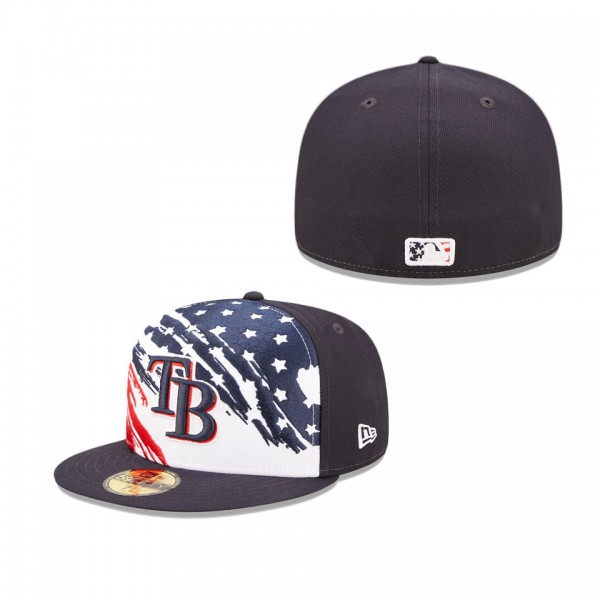 Tampa Bay Rays Navy 2022 4th Of July Stars Stripes On-Field 59FIFTY Fitted Hat