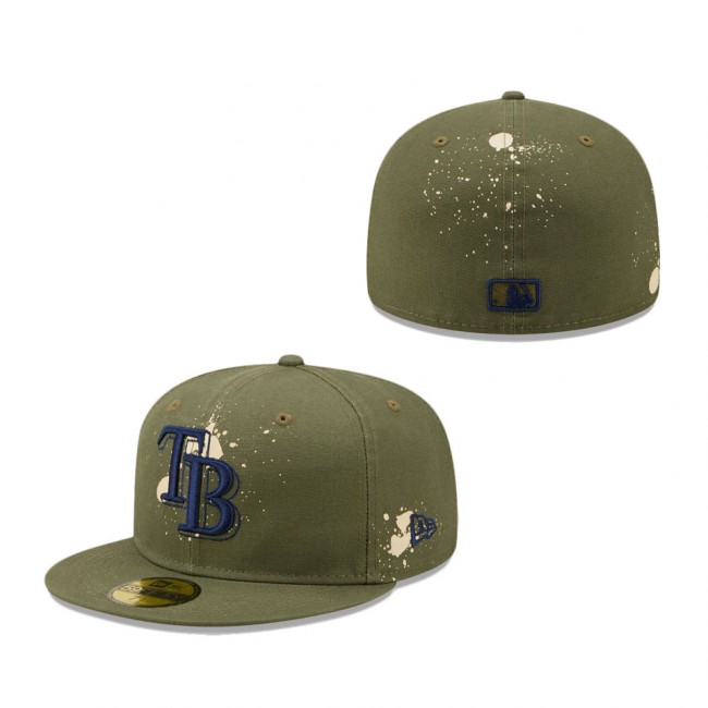 Tampa Bay Rays Splatter 59FIFTY Fitted Hat Olive