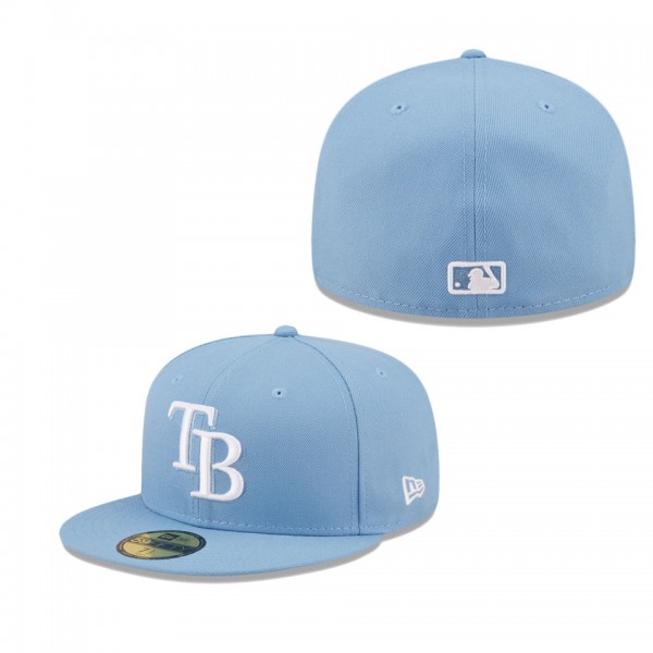 Tampa Bay Rays Sky Blue Logo White Fitted Hat
