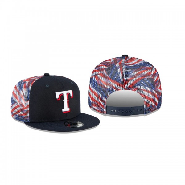 Men's Texas Rangers Flag Mesh Navy 9FIFTY Snapback Hat