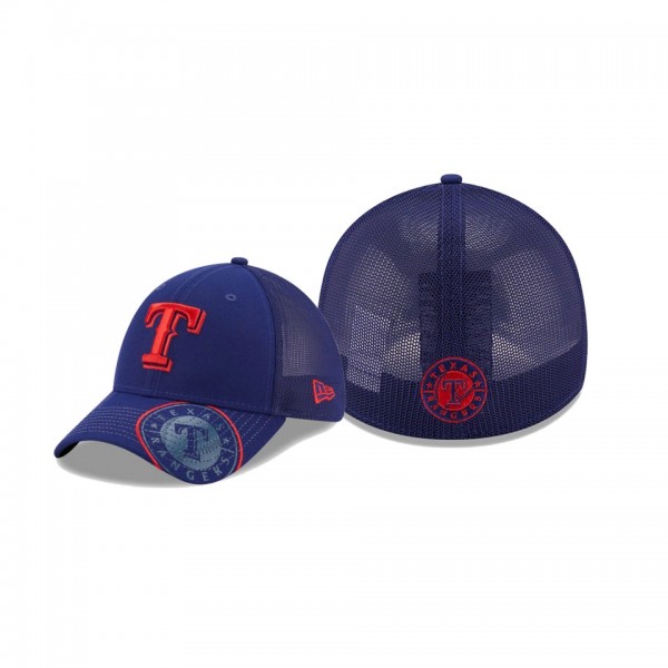Men's Texas Rangers Pop Visor Royal Mesh Back 39THIRTY Flex Hat