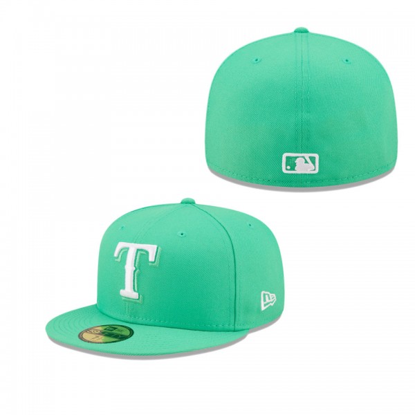 Texas Rangers Island Green Logo White 59FIFTY Fitted Hat