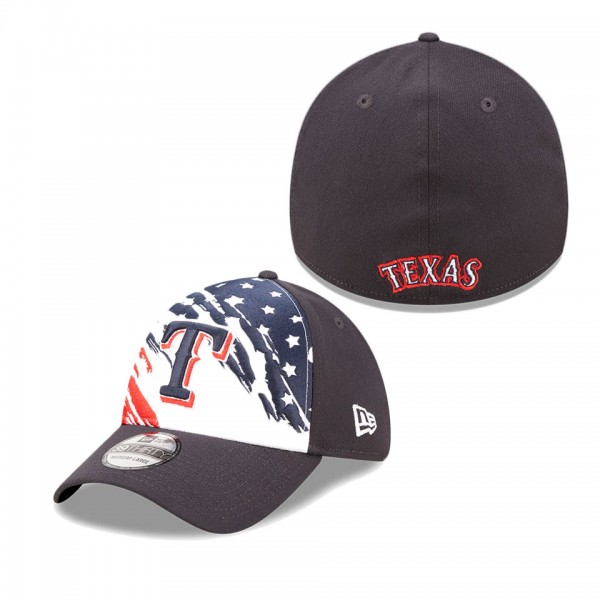 Texas Rangers Navy 2022 4th Of July Stars Stripes 39THIRTY Flex Hat