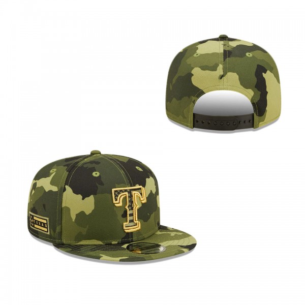 Men's Texas Rangers New Era Camo 2022 Armed Forces Day 9FIFTY Snapback Adjustable Hat