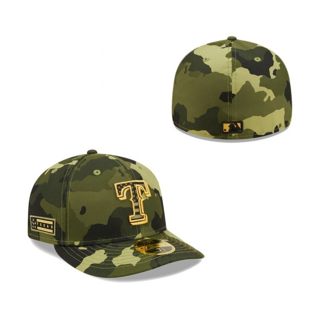 Men's Texas Rangers New Era Camo 2022 Armed Forces Day On-Field Low Profile 59FIFTY Hat