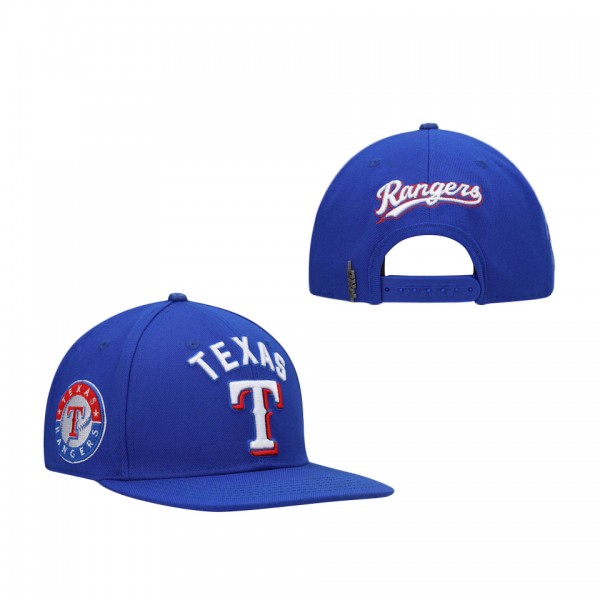 Men's Texas Rangers Pro Standard Royal Stacked Logo Snapback Hat
