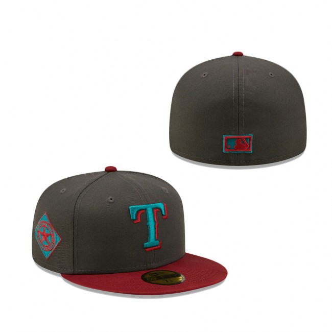 Texas Rangers New Era Titlewave 59FIFTY Fitted Hat Graphite Cardinal
