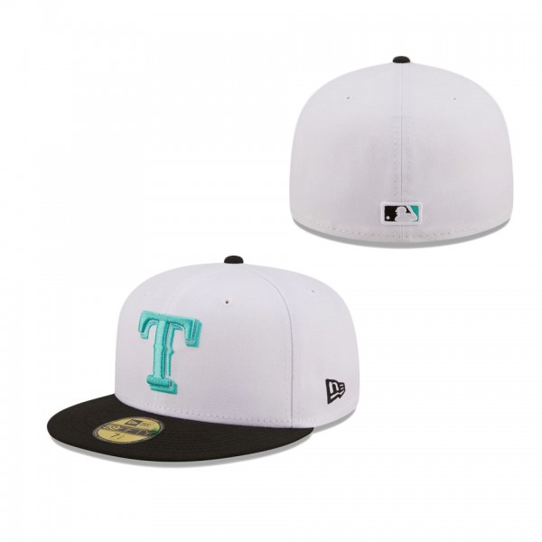 Men's Texas Rangers New Era White Black Spring Color Pack Two-Tone 59FIFTY Fitted Hat