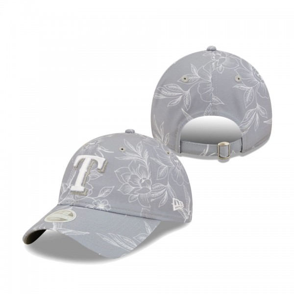 Women's Texas Rangers New Era Gray Botanic 9TWENTY Adjustable Hat