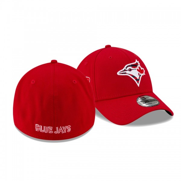 Men's Blue Jays 2021 Independence Day Red 39THIRTY Flex 4th Of July Hat