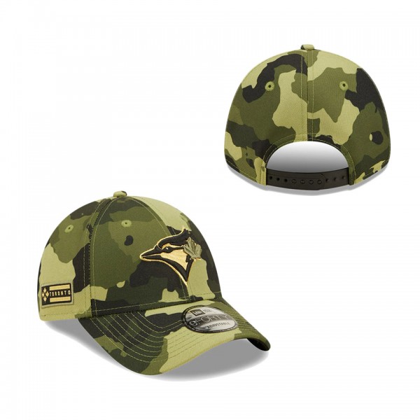 Men's Toronto Blue Jays New Era Camo 2022 Armed Forces Day 9FORTY Snapback Adjustable Hat
