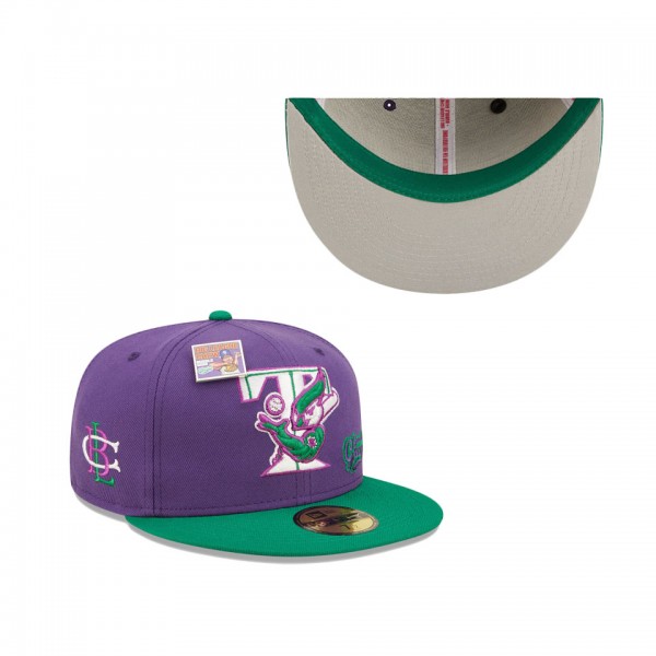 Men's Toronto Blue Jays New Era Purple Green MLB X Big League Chew Ground Ball Grape Flavor Pack 59FIFTY Fitted Hat