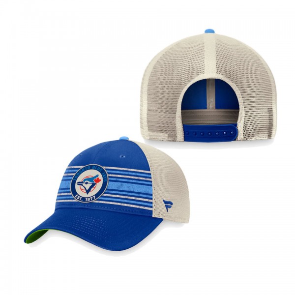 Men's Toronto Blue Jays Royal Natural True Classic Retro Striped Trucker Snapback Hat
