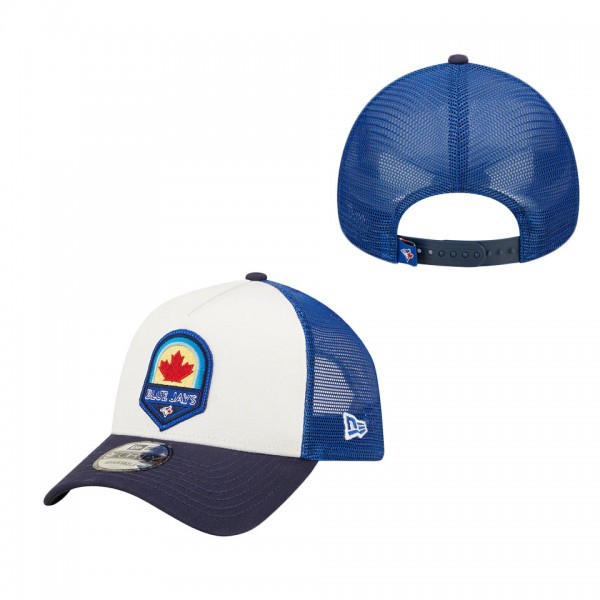 Men's Toronto Blue Jays White Navy Fresh A-Frame 9FORTY Trucker Snapback Hat