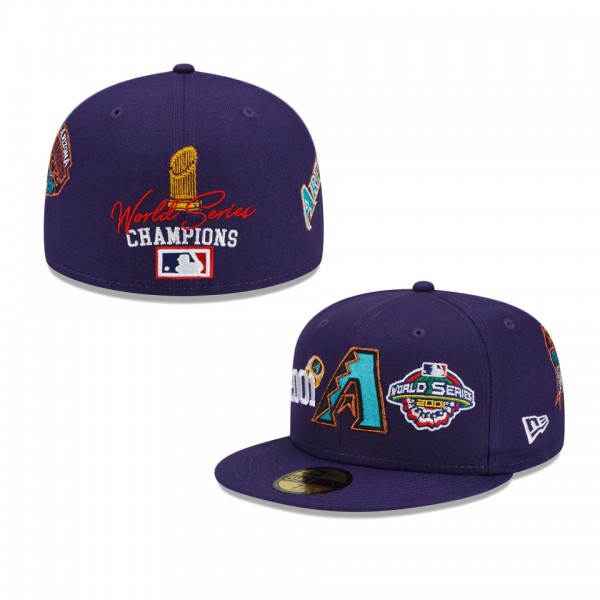 Diamondbacks 2001 World Series Champions Count The Rings Fitted Cap Purple