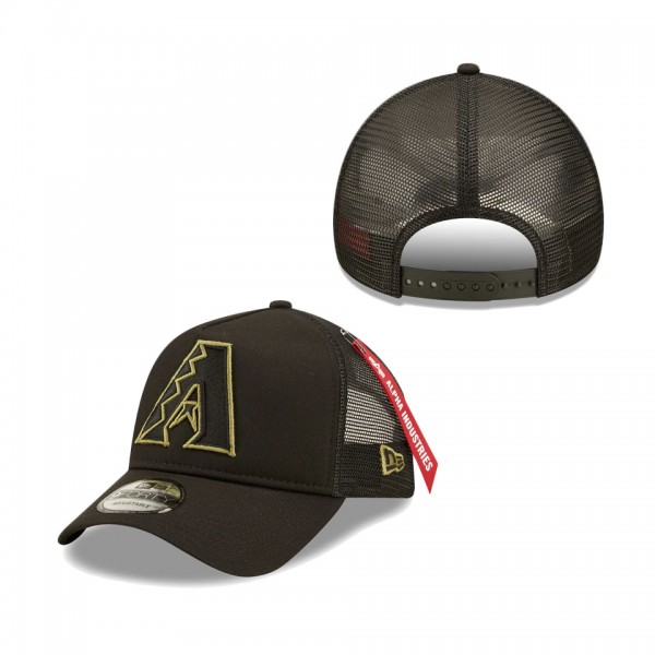 Arizona Diamondbacks New Era X Alpha Industries A-Frame 9FORTY Trucker Snapback Hat Black