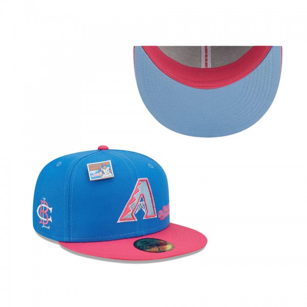 Men's Arizona Diamondbacks New Era Blue Pink MLB X Big League Chew Curveball Cotton Candy Flavor Pack 59FIFTY Fitted Hat
