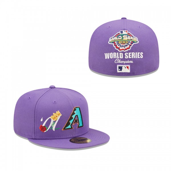 Arizona Diamondbacks Purple 2001 World Series Champions Crown 59FIFTY Fitted Hat