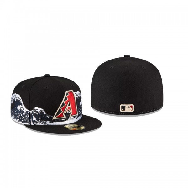 Men's Arizona Diamondbacks New Era 100th Anniversary Black Wave 59FIFTY Fitted Hat