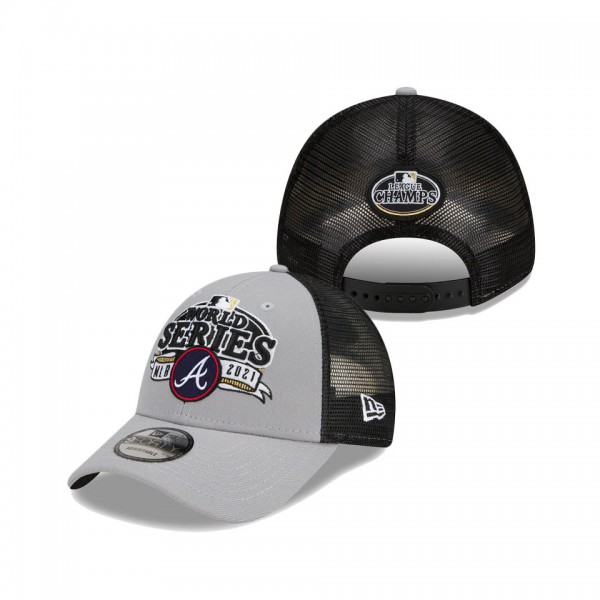Braves Gray Black 2021 National League Champions Locker Room 9FORTY Adjustable Hat