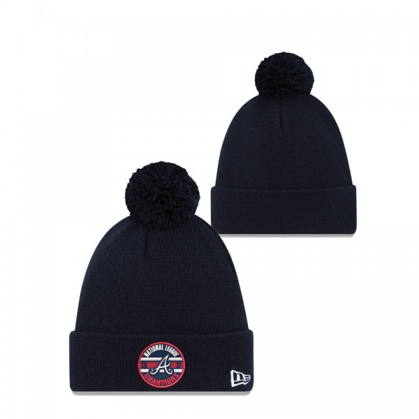 Braves Navy 2021 National League Champions Cuffed Pom Knit Hat