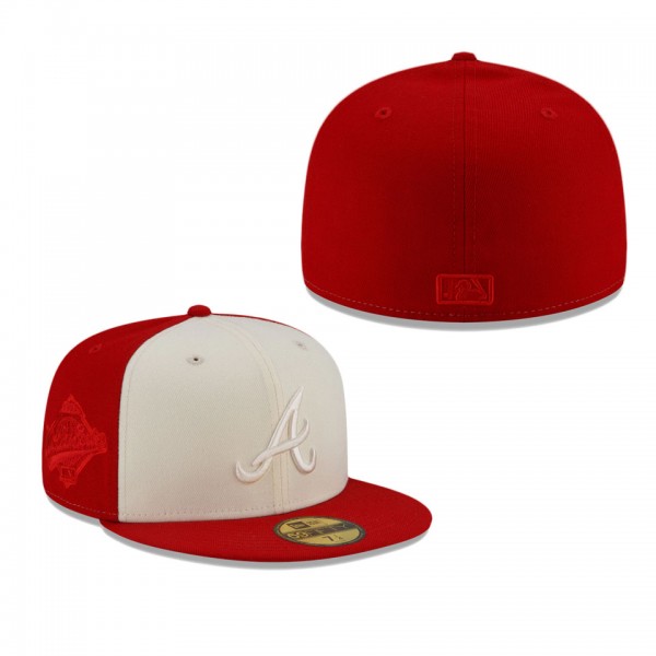 Men's Atlanta Braves Cream Red Tonal Two-Tone 59FIFTY Fitted Hat