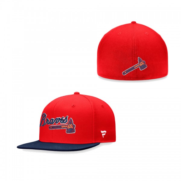 Atlanta Braves Fanatics Branded Iconic Multi Patch Fitted Hat - Red Navy