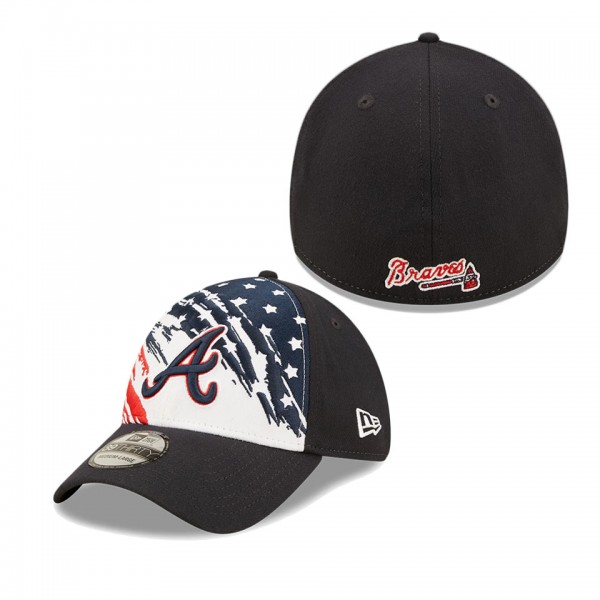 Atlanta Braves Navy 2022 4th Of July Stars Stripes 39THIRTY Flex Hat