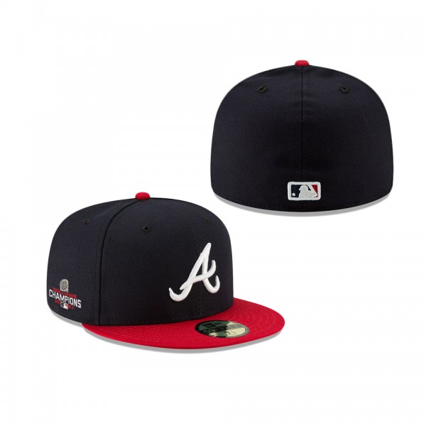 Braves 2021 World Series Champions Home Fitted Cap Navy Red