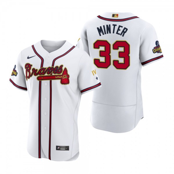 Atlanta Braves A.J. Minter White 2022 Gold Program Authentic Jersey