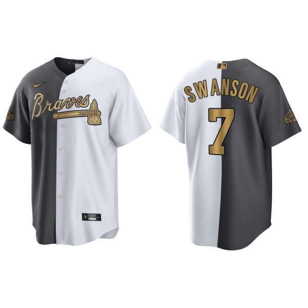 Dansby Swanson Braves White Charcoal 2022 MLB All-Star Game Split Jersey