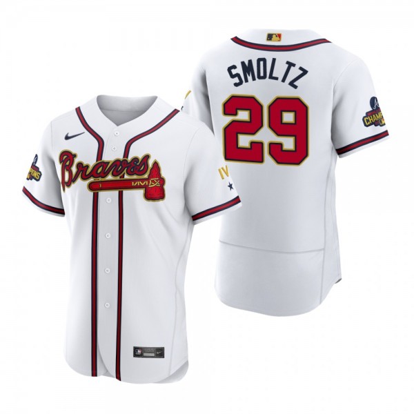 Atlanta Braves John Smoltz White 2022 Gold Program Authentic Jersey
