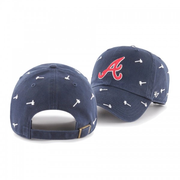 Atlanta Braves Confetti Navy Clean Up Adjustable Hat