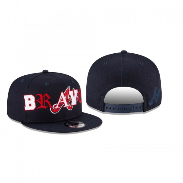Men's Atlanta Braves Mixed Font Navy 9FIFTY Snapback Hat