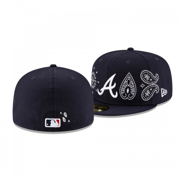 Atlanta Braves Paisley Elements Navy 59FIFTY Fitted Hat