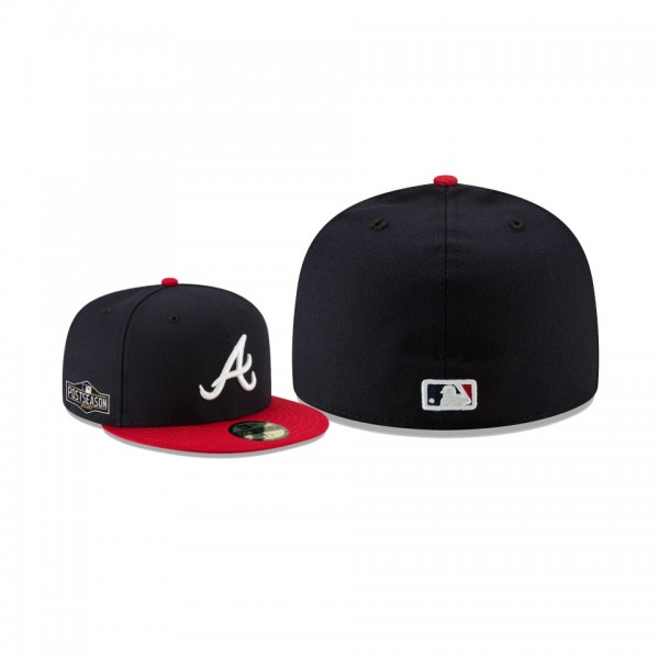 Men's Atlanta Braves 2020 Postseason Navy Red Side Patch Home 59FIFTY Fitted Hat
