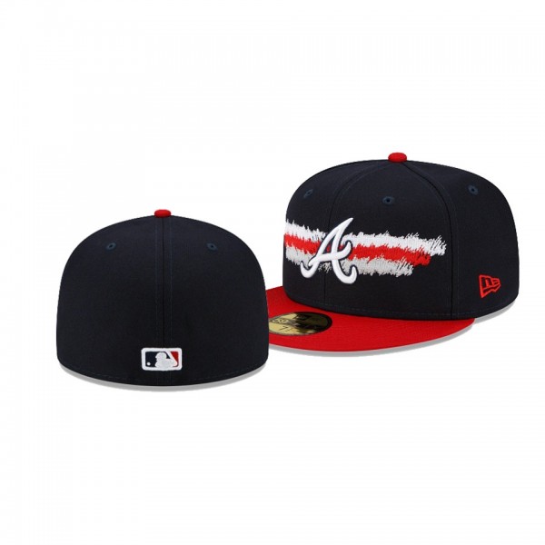 Atlanta Braves Scribble Navy 59FIFTY Fitted Hat