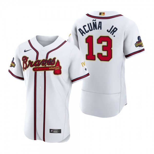 Atlanta Braves Ronald Acuna Jr. White 2022 Gold Program Authentic Jersey