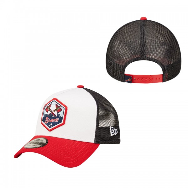 Men's Atlanta Braves White Red Fresh A-Frame 9FORTY Trucker Snapback Hat