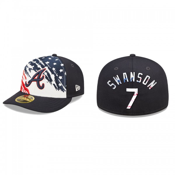Dansby Swanson Atlanta Braves Navy 2022 4th Of July Stars Stripes Low Profile 59FIFTY Fitted Hat