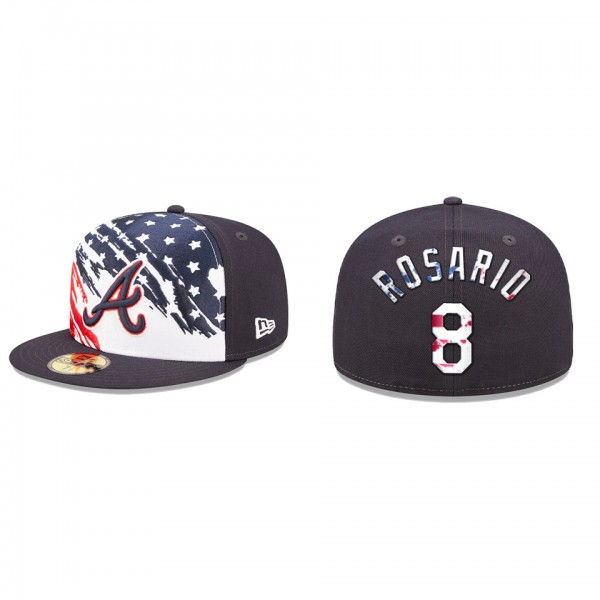 Eddie Rosario Atlanta Braves Navy 2022 4th Of July Stars Stripes On-Field 59FIFTY Fitted Hat