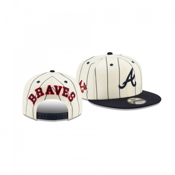 Men's Atlanta Braves Pinstripe White 9FIFTY Snapback Hat