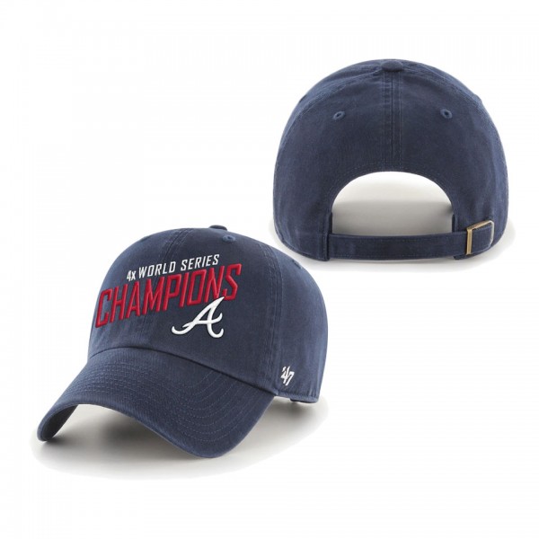 Atlanta Braves Navy 4-Time World Series Champions Clean Up Adjustable Hat